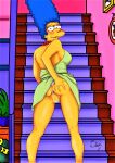 ass biting_lip flashing marge_simpson shaved_pussy the_simpsons thewink thighs thong