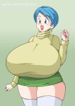  blue_eyes blue_hair bulma_briefs dragon_ball_z gigantic_breasts toshiso_(artist) 