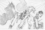 ass butt butt_bump cheerilee cheerilee_(mlp) equine female friendship_is_magic horn horse monochrome my_little_pony negativefade pony princess_celestia princess_celestia_(mlp) winged_unicorn wings