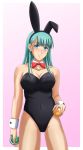  1girl aqua_hair arm arms art babe bare_arms bare_legs bare_shoulders big_breasts black_leotard blue_eyes blue_hair blush bowtie breasts bulma bulma_brief bunny_bulma bunny_ears bunny_girl bunnysuit detached_collar dragon_ball dragon_ball_(object) fake_animal_ears female_only legs leotard sentihistory smile solo_female strapless strapless_leotard wrist_cuffs 