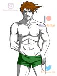  1boy 1girl battle_tendency boxers hatohentai jojo&#039;s_bizarre_adventure joseph_joestar joseph_joestar_(young) looking_at_viewer male male_nipples male_only muscular_male pecs pectorals solo_male twitter_username 