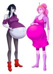  2_girls adventure_time black_hair cartoon_network crown fangs lesbian lurrak marceline milf pink_eyes pink_hair pink_skin pregnant pregnant_belly pregnant_female princess_bubblegum purple_eyes sexy twintails vampire yuri 