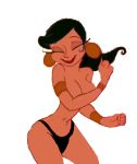 aladdin_(series) bimbettes breasts closed_eyes dancing dark_hair disney hair_ribbon harem_girls_(aladdin) nude photoshop smile thong