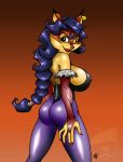 ass breasts butt capcom carmelita_fox cosplay darkstalkers female graphicbrat lips looking_at_viewer morrigan_aensland non-nude sideboob sly_cooper_(series) solo