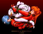 2girls 69 arms_behind_back asuka_langley_souryuu blue_hair bondage bound dildo female female_only folded forced forced_yuri hair long_hair mania_street multiple_girls neon_genesis_evangelion pipelining plugsuit red_hair rei_ayanami short_hair through_clothes top-down_bottom-up tube yuri