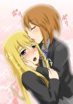 2girls hair hirasawa_yui k-on! kotobuki_tsumugi licking mamedanuki multiple_girls school_uniform yuri