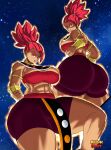 1girl 1girl 1girl ass big_ass big_breasts breasts clothed_female dragon_ball dragon_ball_super female_focus female_only female_saiyan god_of_destruction goddess high_res kale long_hair mallow_strife mature mature_female muscular_female red_eyes red_hair saiyan shounen_jump solo_female solo_focus super_saiyan_god tagme