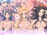  3girls bianca_(dragon_quest) bianca_whitaker big_breasts bitchen black_hair blonde_hair blue_eyes blue_hair blush boots bow braided_hair breasts censored cum deborah_(dragon_quest) dragon_quest dragon_quest_v earrings flora_(dq5) flora_(dragon_quest) flora_ludman gloves green_eyes hair_over_shoulder jewelry long_hair multiple_girls nera_briscoletti nipples nude penis pink_bow ponytail purple_eyes ribbon rose roses siblings single_braid sisters smile square_enix video_game_milf 