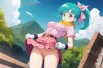  1girl ai_generated blue_eyes bulma_(dragon_ball) bulma_brief dragon_ball dragon_ball_z female_only green_hair karmino medium_breasts medium_hair solo_female 