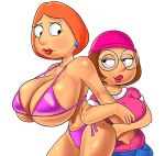 big_breasts bikini breasts family_guy glasses hat huge_breasts incest lois_griffin meg_griffin mother_and_daughter thighs