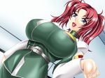 1girl breasts game_cg gundam gundam_seed gundam_seed_destiny huge_breasts meyrin_hawke pichipichi_garou_r red_hair redhead solo