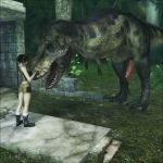  3d beastiality dinosaur huge_penis jungle lara_croft penis tomb_raider vaesark 