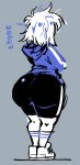  1girl ahoge arms_crossed ass ass_focus back_view battle_for_battle_for_dream_island battle_for_bfdi battle_for_dream_island bfdi big_ass black_pants black_shorts blue_hair blue_hoodie blue_text bubble_ass bubble_butt clothed clothed_female crossed_arms fanny_(bfdi) grey_background hoodie huge_ass kint kinto_bean messy_hair object_shows shorts sneakers text the_power_of_two unnaturally_white_skin white_hair white_shoes white_skin white_sneakers white_socks 