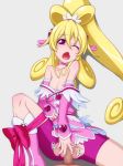  1boy 1girl aida_mana bdsm bike_shorts blonde_hair blush boots bow censored choker cure_heart dokidoki!_precure heart long_hair magical_girl mosaic_censoring nipples open_mouth penis pink_eyes ponytail precure sex simple_background small_breasts sweatdrop takeda_yukimura top_pull torn_clothes white_background wince wink 