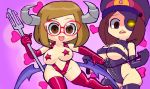 2girls character_request cosplay dominatrix glasses hair horn multiple_girls nikki_(swapnote) nintendo red-framed_glasses short_hair swapnote whip