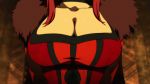 animated animated_gif big_breasts bouncing_breasts breasts cleavage close-up gif large_breasts long_hair lowres maou_(maoyuu) maoyuu_maou_yuusha red_hair smile solo