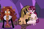  3girls bondage clawdeen_wolf cleo_de_nile draculaura licking lol monster_high multiple_girls mummy nude vampire werewolf yuri 