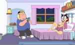 bathrobe bedroom big_breasts brother_and_sister chris_griffin clothed_male_nude_female covered_pussy covering erection_under_clothes family_guy halloween mask meg_griffin nude nude taking_picture