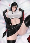 1girl alternate_version_at_source belly belly_button big_breasts black_hair brown_eyes cum cum_in_pussy cum_inside cum_leak cum_leaking female_only final_fantasy final_fantasy_vii final_fantasy_vii_advent_children final_fantasy_vii_remake hair_over_breasts hands_up leg_lift long_hair navel nipple no_panties no_underwear nude nude_female on_bed patreon patreon_username pussy red_shoes riarfian semen semen_on_lower_body shiny shiny_hair shiny_skin thick_thighs tifa_lockhart watermark