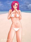  1girl belly bikini blush hair highres kazami_mizuho long_hair navel onegai_teacher pink_hair purple_eyes purple_hair renn solo standing swimsuit 