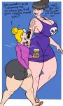 1girl ass barbara_yamanaka_(wappah) big_ass big_breasts big_breasts black_hair blonde blonde_hair breasts caucasian_female coffee comic english_text female_only glasses goth ponytail roxy_(spin_doctor) skull slightly_chubby slippers small_breasts smaller_female smile tattoo thick_thighs wappah