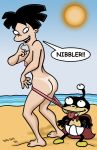 2009 amy_wong bad_guy_(artist) beach coppertone futurama looking_back looking_down nibbler