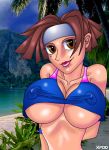  beach big_breasts breasts capcom grown_up hair hawaii hinata_wakaba kissylips lipstick nipples older_version rival_schools xpod 