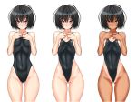 1girl :< ai_nanasaki amagami bad_id black_eyes black_hair blush cameltoe competition_swimsuit covered_navel erect_nipples flat_chest flossing highleg highleg_swimsuit hip_bones hips inagaki looking_at_viewer nanasaki_ai nipple_slip nipples one-piece one-piece_swimsuit one-piece_tan partially_visible_vulva see-through short_hair simple_background skin_tight small_breasts swimsuit tan tanline tight variations wedgie white_background wide_hips