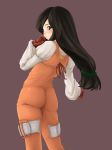  1girl ass back black_eyes black_hair blush final_fantasy final_fantasy_ix garnet_til_alexandros_xvii gloves hebameki high_res highres latex long_hair looking_back low-tied_long_hair solo 