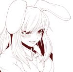 1girl animal_ears blush bunny_ears ginku_mh high_res lineart long_hair monochrome neck_tie open_mouth reisen_udongein_inaba smile solo touhou