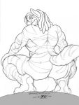 ass big_testicles buff canine crouching daigo dreadlocks hair hindpaw hyper looking_back looking_over_shoulder male mcperson muscle muscles nude paws raised_tail sitting solo stripes tail testicles