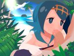 amber_kereno beach blue_eyes blue_hair fellatio hair lana nipples oral pokemon pokemon_sm small_breasts suiren_(pokemon) twitter