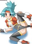 1girl copo_deluxe hinata_(pokemon) pokemon pokemon_ranger shoes sneakers solana solo spandex