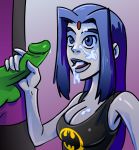 beast_boy blue_eyes blue_hair blue_skin cum dc_comics dcau facial hagfish long_hair raven_(dc) teen_titans