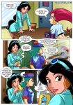 3girls aladdin_(series) arabian arabian_female bbmbbf begging big_breasts black_hair brown_eyes brown_skin comic creatures_(company) crossover dialogue disney disney_princess earrings female fingering_pussy forced_oral game_freak green_hair handcuffs huge_breasts humans_of_pokemon jessie_(pokemon) junsaa_(pokemon) long_hair male musashi_(pokemon) nintendo nipples nude_female officer_jenny palcomix pink_hair pokemon pokemon_(anime) pokemon_(game) police police_uniform policewoman princess_jasmine pussy rape red_hair strap-on team_rocket uniform widow's_peak yuri