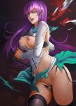  1girl big_breasts black_legwear black_panties black_underwear blue_eyes breasts busujima_saeko clothing dantewontdie high_resolution highschool_of_the_dead huge_breasts katana legs long_hair nipples open_mouth paid_reward panties patreon_reward purple_hair pussy school_uniform sheath stockings sweat sword torn_clothes torn_panties underwear vaginal_juices very_high_resolution weapon 