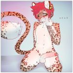  acus blush cute ear_piercing feline furry hair leopard looking_at_viewer male penis piercing red_hair uncut 