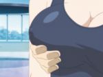 1girl animated animated_gif breast_grab breasts erect_nipples gif girls_bravo grabbing large_breasts lowres miharu_sena_kanaka one-piece_swimsuit school_swimsuit swimsuit