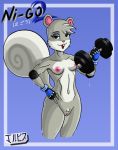 agent_s_(animal_crossing) animal_crossing anthro breasts excercise furry jackintaro pussy squirrel