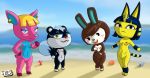 animal_crossing ankha_(animal_crossing) anthro beach bunny carmen_(animal_crossing) cat deer fuchsia_(animal_crossing) furry jackintaro squirrel tasha_(animal_crossing)