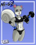 agent_s_(animal_crossing) animal_crossing anthro excercise furry jackintaro squirrel underwear