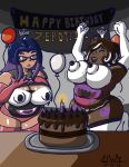  alternate_costume alternate_outfit bbw big_breasts birthday birthday_cake birthday_gift bluestarwishes bodypaint chocolate_cake chubby_female cinnamon_roll cinnamon_sammy_(bluestarwishes) dyed_hair food_creature food_humanoid freckles freckles_on_breasts freckles_on_face game_freak ghastly gijinka glasses halloween_2023 happy_birthday haunter jiggling_breasts lingerie long_hair nintendo oc original_character pokemon self_upload short_hair stockings topless tummy wholesome wide_hips zerotaichi 