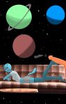 blue_hair blue_skin cum darwin_watterson footjob furry mother_&_son nicole_watterson semen short_hair the_amazing_world_of_gumball