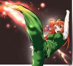 braid byoin female hat high_kick hong_meiling immaterial_and_missing_power kick kicking red_hair redhead touhou twin_braids