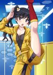  :o araragi_karen bee black_eyes black_hair blush fried_egg hair_ornament hidaka_toworu high_kick hood hooded_track_jacket hoodie jacket kicking long_hair monogatari_(series) nisemonogatari open_mouth shorts side_ponytail solo toworu_(fox) track_jacket 