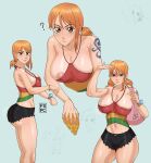 1girl 2d arm_tattoo ass big_breasts blue_tattoo booty_shorts breasts breasts_bigger_than_head cleavage denim_shorts female female_only fspc jean_shorts light-skinned_female light_skin looking_at_viewer nami_(one_piece) nipple_slip nipples one_piece one_piece_film_strong_world orange-haired_female orange_hair short_shorts shorts solo solo_female tagme tattoo thick_thighs thighs
