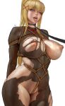  1girl big_breasts blimaxxx blonde_hair blue_eyes bondage bubble_butt cleavage darkness_(konosuba) horny inviting_to_sex kono_subarashii_sekai_ni_shukufuku_wo! konosuba:_gods_blessing_on_this_wonderful_world! looking_at_viewer pose standing teasing thick_thighs 