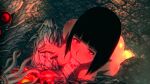 3d big_breasts big_penis black_hair blush eratmy erect_nipples fellatio from_above hime_cut indie_game kneel looking_at_another looking_up monster nude oral oral_sex pink_nipples red_eyes rotting_valentine screenshot short_hair shoulder_blush spread_legs video_games