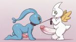  3_fingers 3_toes absurd_res ai_generated all_fours antennae_(anatomy) anthro balls bandai_namco big_balls big_penis biped blue_body blue_eyes bodily_fluids claws collar crossover cupimon digimon digimon_(species) duo eyelashes fangs feet finger_claws fingers generation_4_pokemon genital_fluids genitals green_eyes high_res holding_leash holding_object horn huge_balls huge_penis hyper hyper_genitalia hyper_penis leaking_precum leash leashed_collar legendary_pokemon looking_at_another looking_at_partner male manaphy markings nintendo open_mouth open_smile penis pink_claws pokemon pokemon_(species) precum precum_on_ground precum_on_penis short_tail simple_background smile smiling_at_another smiling_at_partner tail teeth toes vein veiny_penis white_body wings yellow_markings yellow_sclera yellow_wings yiff_ai_(director) 