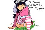 1girl asian_female beanie black_hair blushing_face breasts bunny_ears button_nose cat_ears cat_eyes digital_art digital_media_(artwork) embarrassed english_text fart_cloud fart_fetish farting feet feet_focus fetish fetish_art gassy hand_on_floor japanese_female jelly_and_ducky jessy(jelly_and_ducky) long_hair looking_away ms_paint nekomimi onomatopoeia panties pink_clothing pussy_slit self_upload simple_coloring simple_hands simple_shading skirt solo_female stockings stockings_thigh_highs straight_hair striped_panties striped_thighhighs sweater sweating text_bubble thighs toony upskirt visible_underwear white_background yellow_eyes